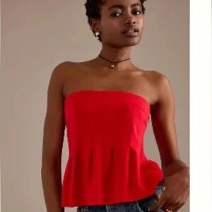 Anthropologie Maeve Fontana Flared Tube Top Red Size S WITH TAGS